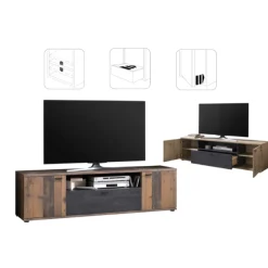 Atnalta TV-Schrank 180x40 cm-Handwerklich/gebranntes Holz