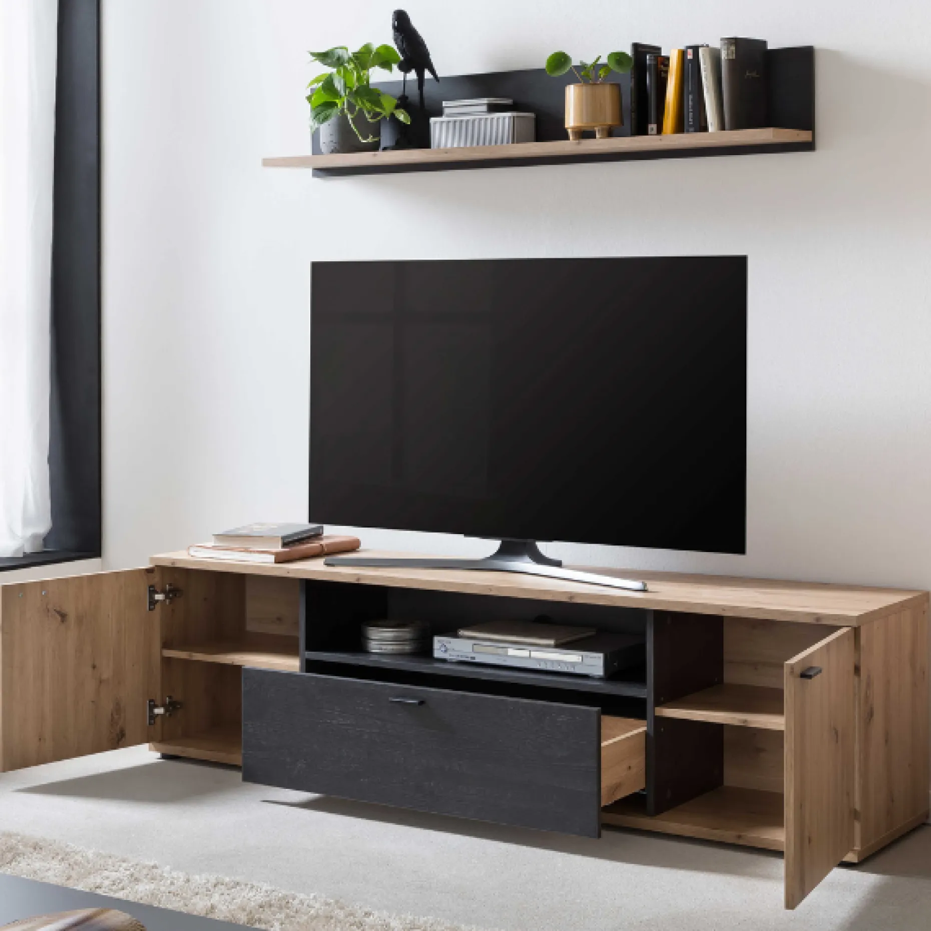 Atnalta TV-Schrank 180x40 cm-Handwerklich/gebranntes Holz