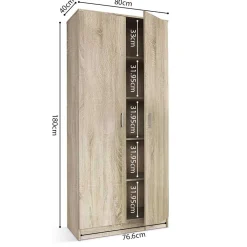 Aufbewahrungsschrank Ray 80cm mit 2 Türen und 4 Einlegeböden - Sonoma Eiche