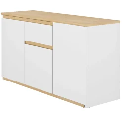 Gautier - Diagone Ausziehbarer Eckschreibtisch Gibral 155x136cm - weiß/Eiche Dekor