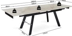 Rousseau Ausziehbarer Esstisch Hertha - 160-240 x 90 x 76 cm -