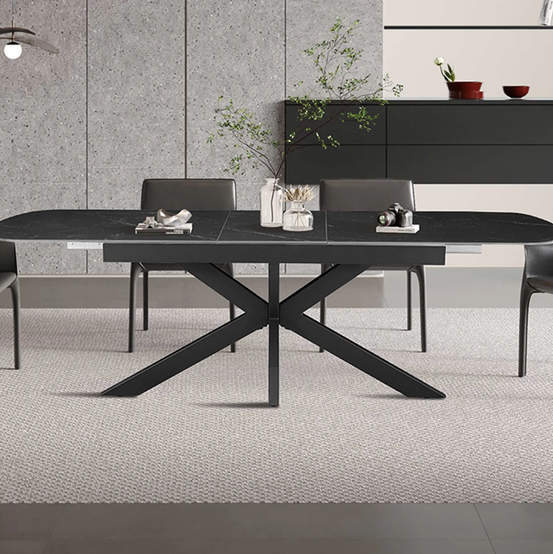 Rousseau Ausziehbarer Esstisch Hestia - 180/220x90x76cm - gesinterter Stein - er Marmor