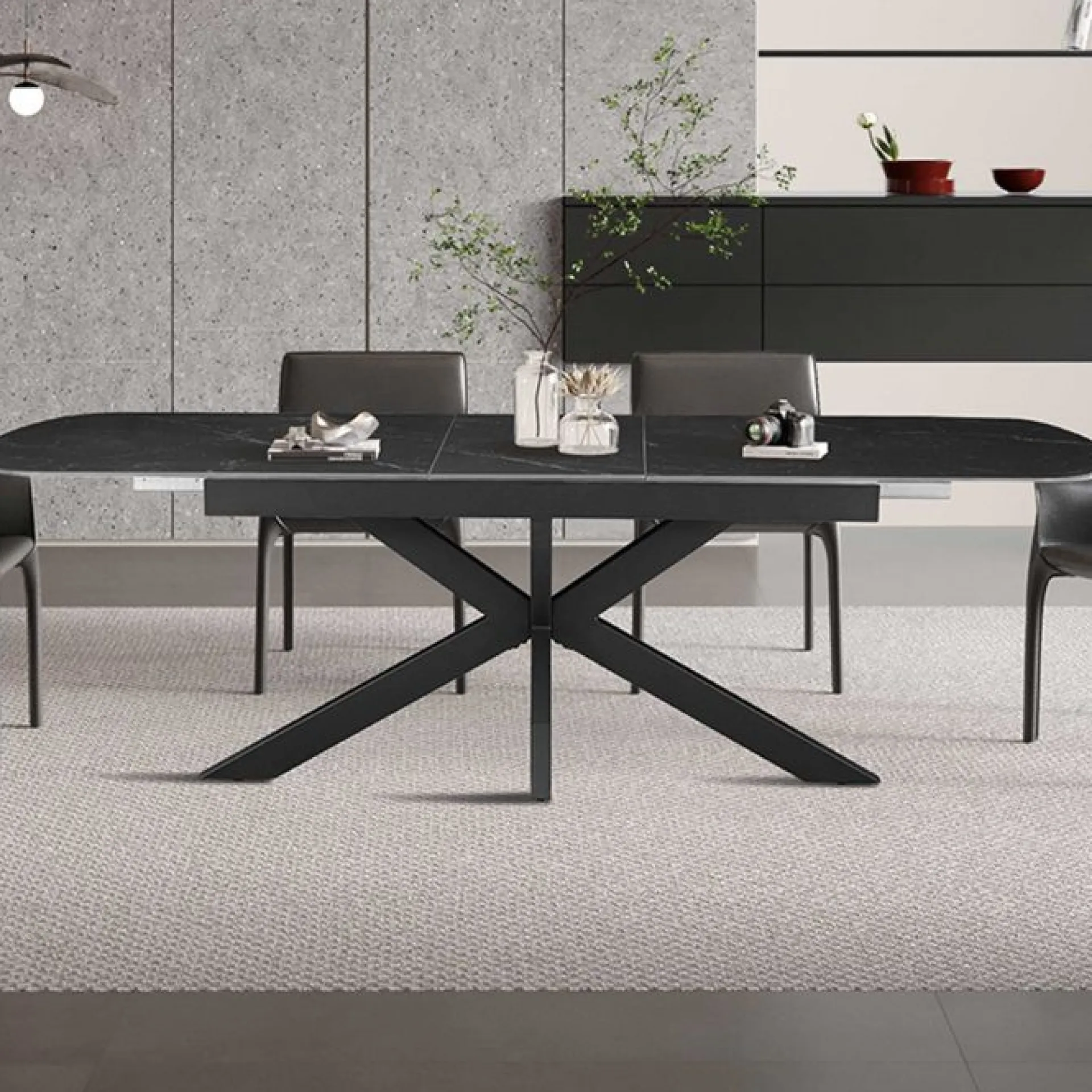 Rousseau Ausziehbarer Esstisch Hestia - 180/220x90x76cm - gesinterter Stein - er Marmor