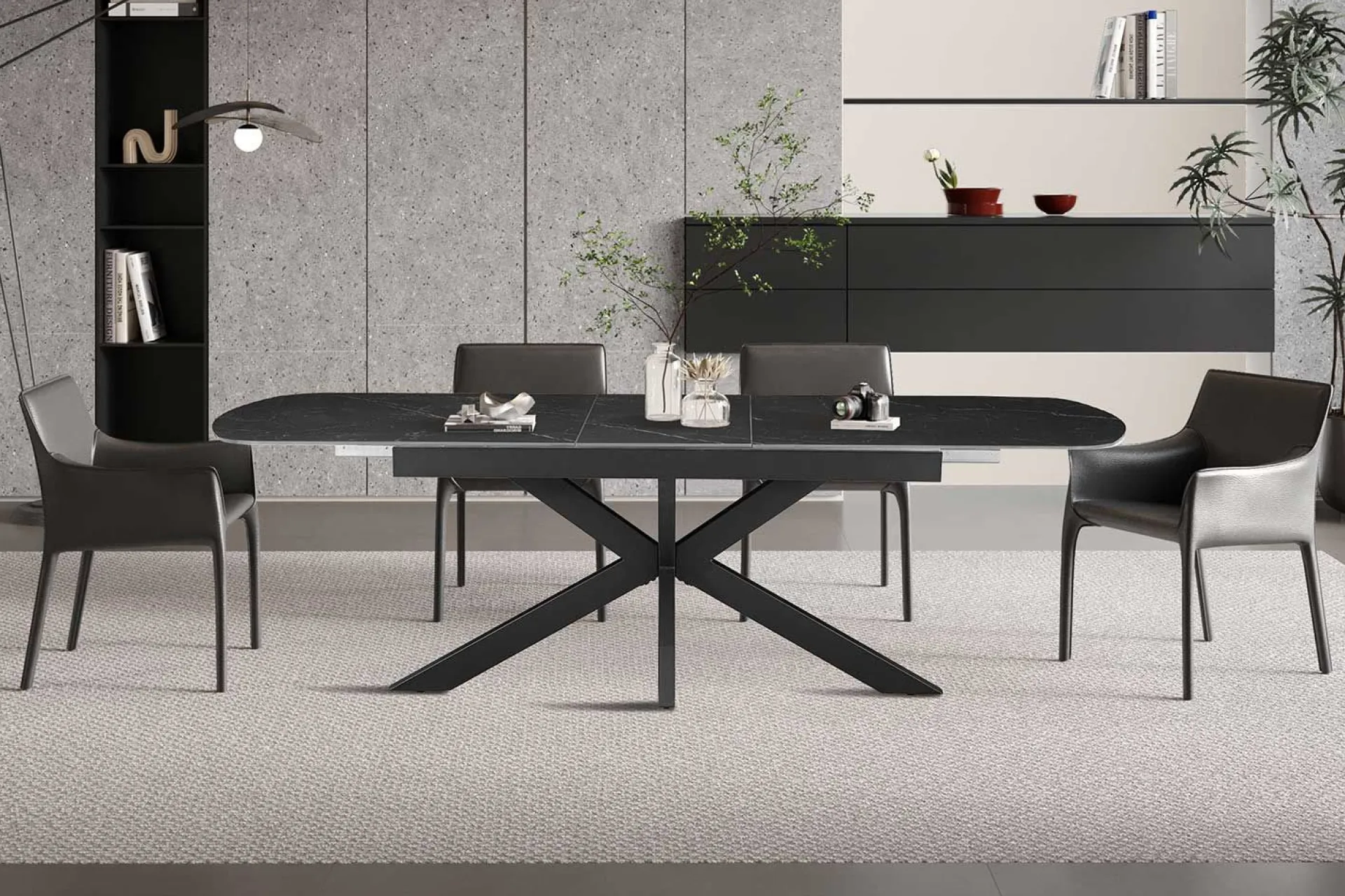 Rousseau Ausziehbarer Esstisch Hestia - 180/220x90x76cm - gesinterter Stein - er Marmor