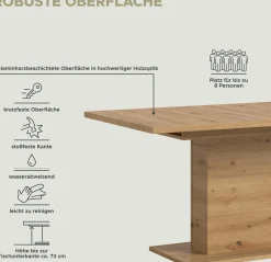 Xonox Ausziehbarer Esstisch Motion von Emob in Artisan-Optik 150-190x76x90 cm