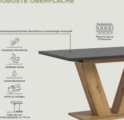 Xonox Ausziehbarer Esstisch Motion Emob Artisan/Grau 150-190x76x90 cm