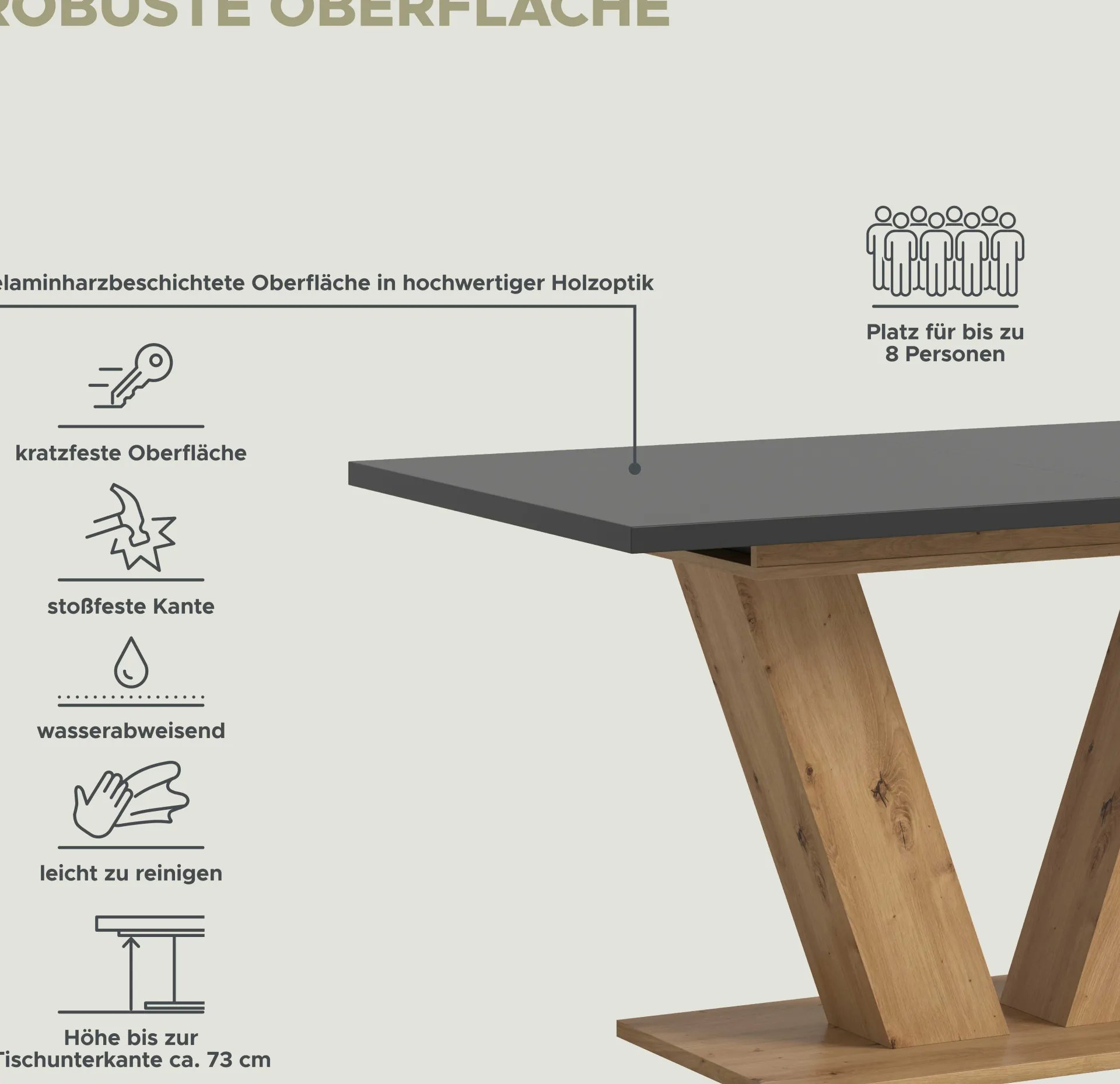 Xonox Ausziehbarer Esstisch Motion Emob Artisan/Grau 150-190x76x90 cm