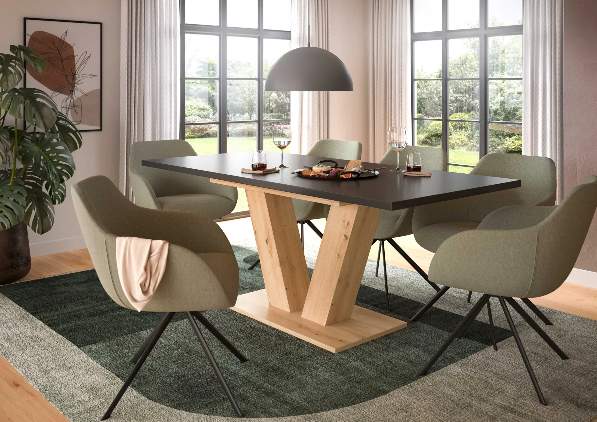 Xonox Ausziehbarer Esstisch Motion Emob Artisan/Grau 150-190x76x90 cm