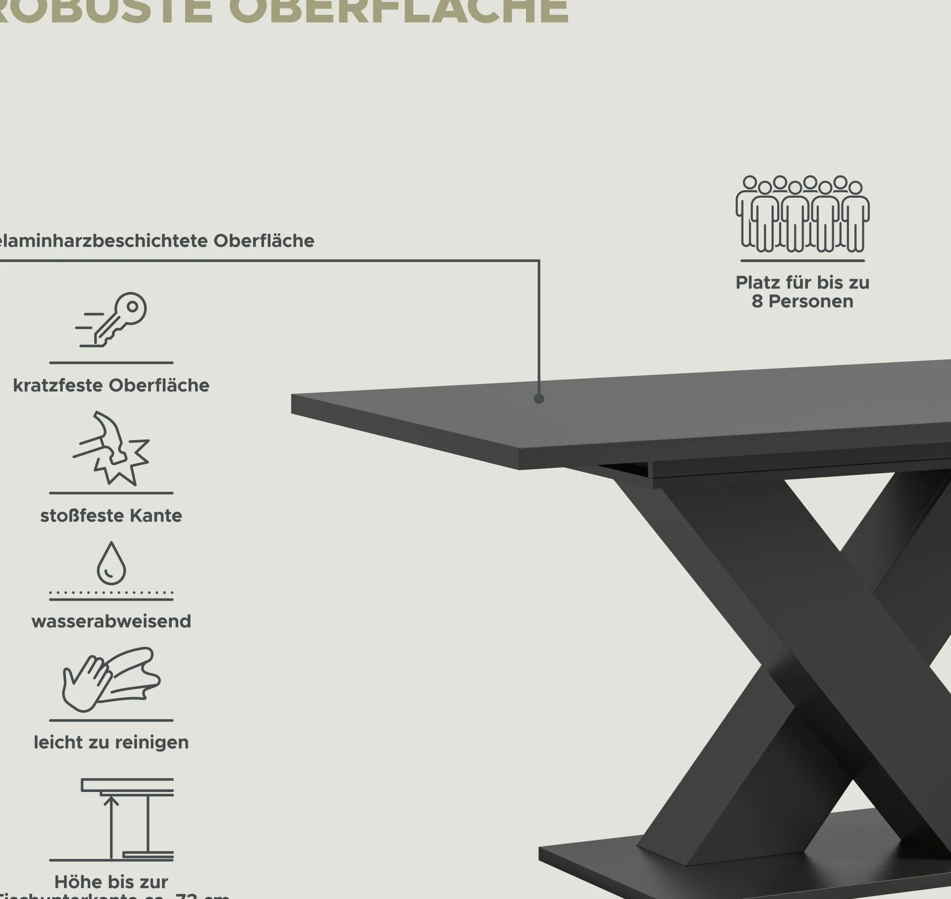 Xonox Ausziehbarer Esstisch Motion Emob - - 150-190x76x90 cm