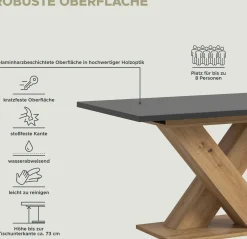 Xonox Ausziehbarer Esstisch Motion Emob - X-Gestell - 150-190x90cm - Artisan/Grau
