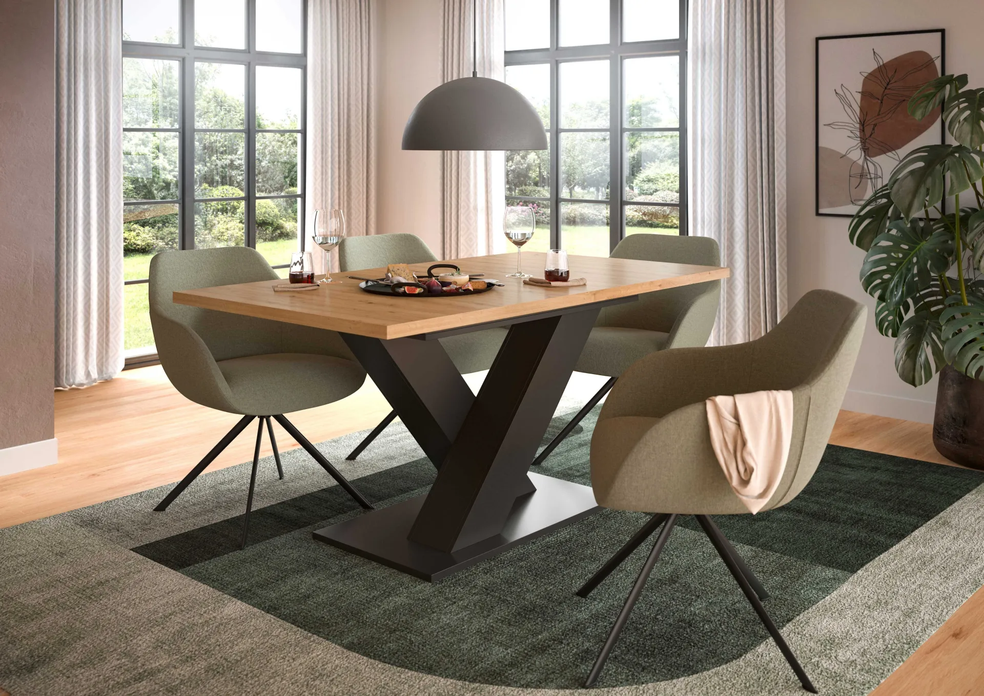 Xonox Ausziehbarer Esstisch Motion von Emob - Artisan/ Grau - 150-190x76x90 cm