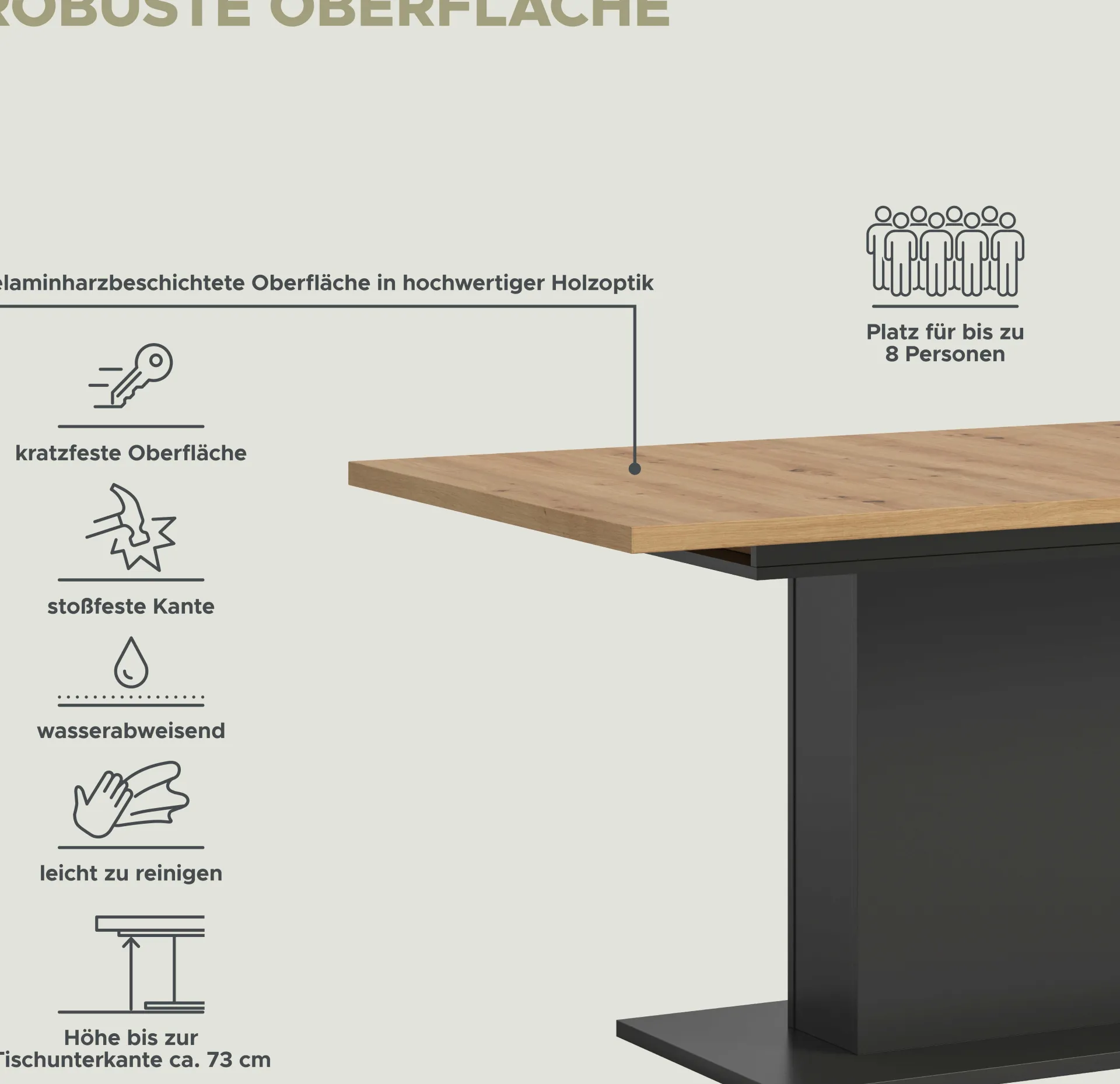 Xonox Ausziehbarer Esstisch Motion Emob - Grau/Artisan - 150-190x76x90 cm