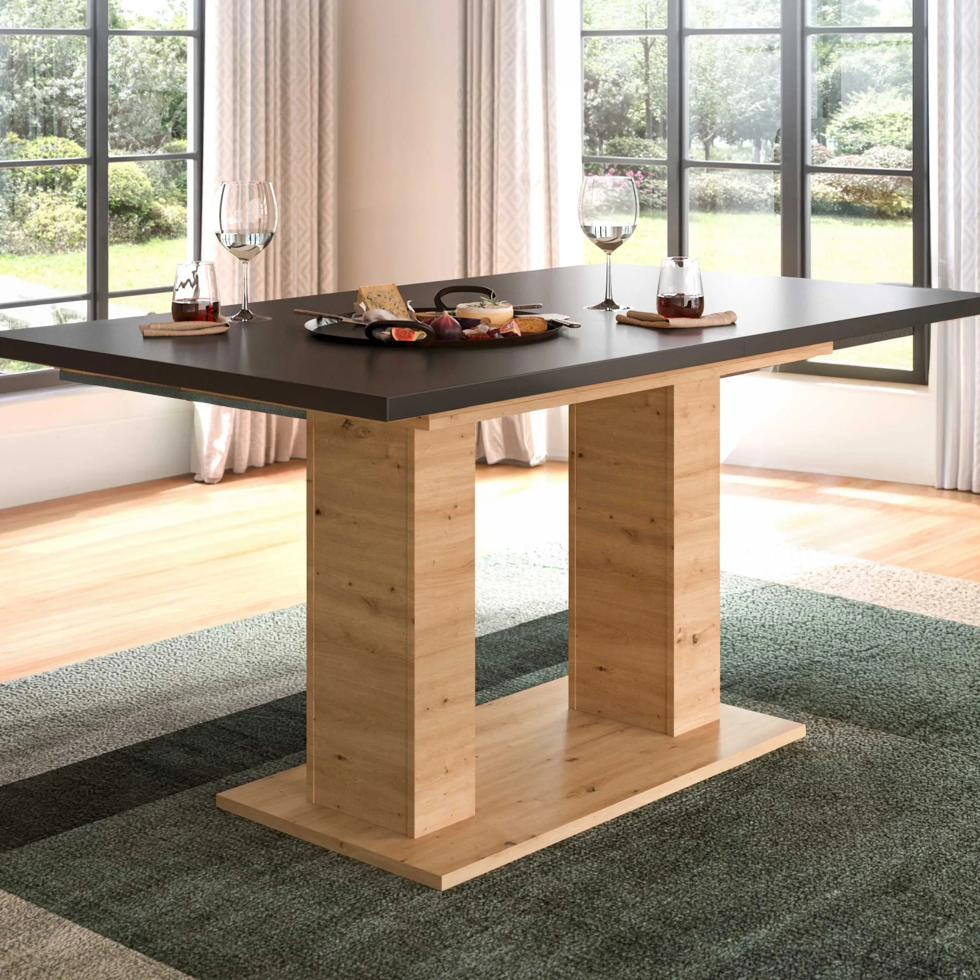Xonox Ausziehbarer Esstisch Motion Emob - Artisan Holz & Grau - 150-190x76x90 cm