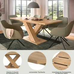 Xonox Ausziehbarer Esstisch Motion Emob - Artisan Finish - 150-190x76x90 cm - Natur