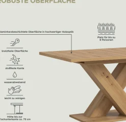 Xonox Ausziehbarer Esstisch Motion Emob - Artisan Finish - 150-190x76x90 cm - Natur