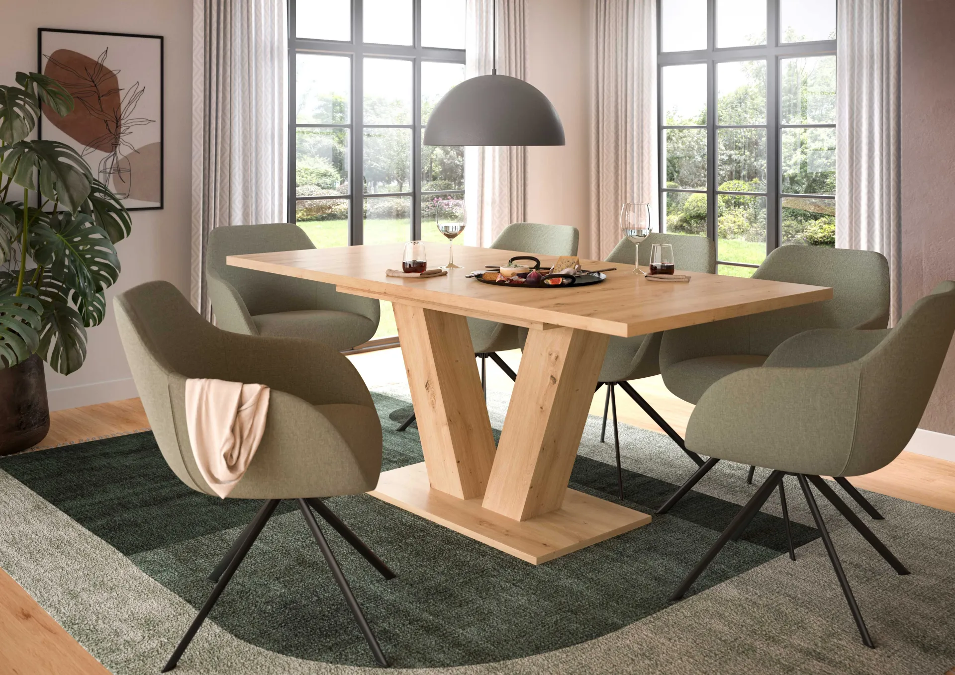 Xonox Ausziehbarer Esstisch Motion Emob in Artisan Natur 150-190x76x90 cm