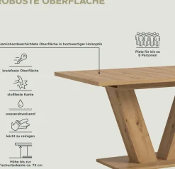 Xonox Ausziehbarer Esstisch Motion Emob in Artisan Natur 150-190x76x90 cm
