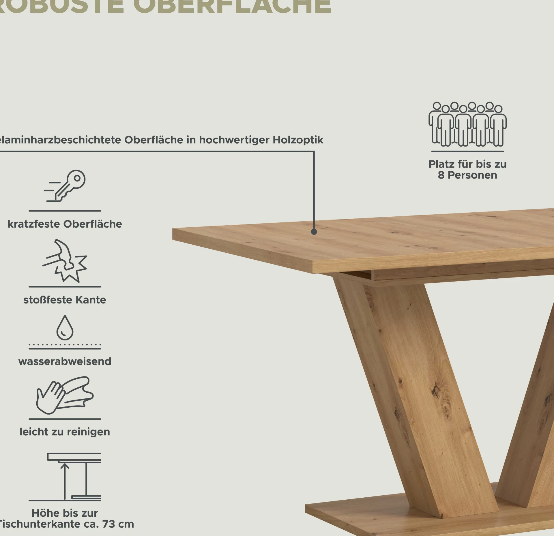 Xonox Ausziehbarer Esstisch Motion Emob in Artisan Natur 150-190x76x90 cm