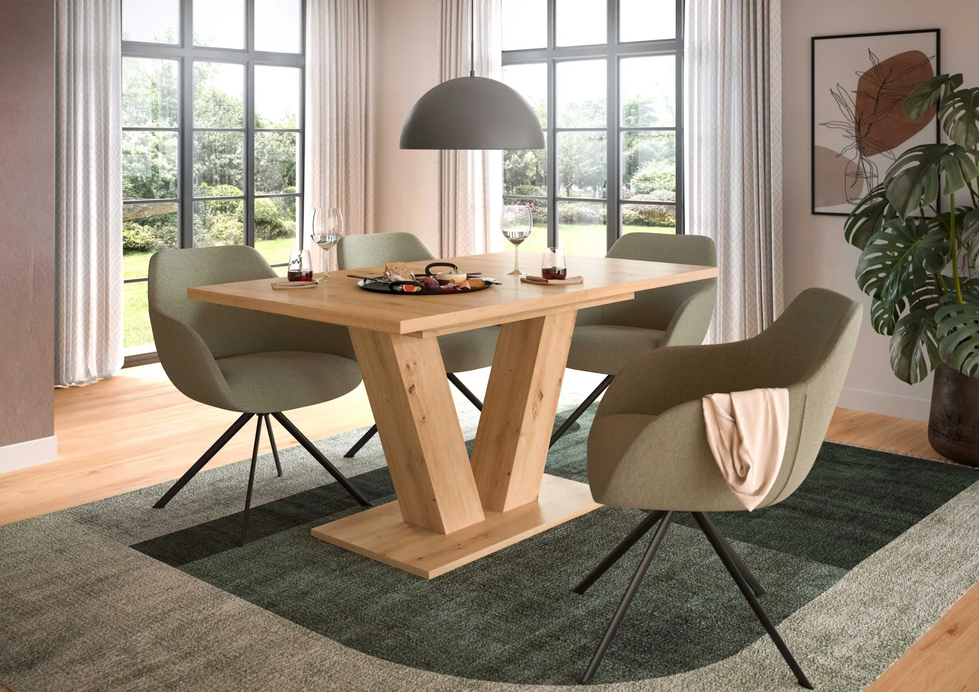 Xonox Ausziehbarer Esstisch Motion Emob in Artisan Natur 150-190x76x90 cm