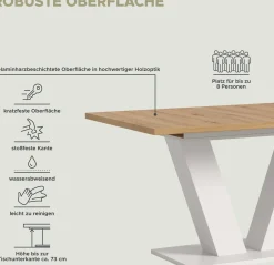 Xonox Ausziehbarer Esstisch Motion Emob - Artisan/Weiß - 150-190x76x90 cm