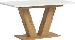 Xonox Ausziehbarer Esstisch Motion Emob - V-Base, Weiß/Natur, 150-190x76x90 cm