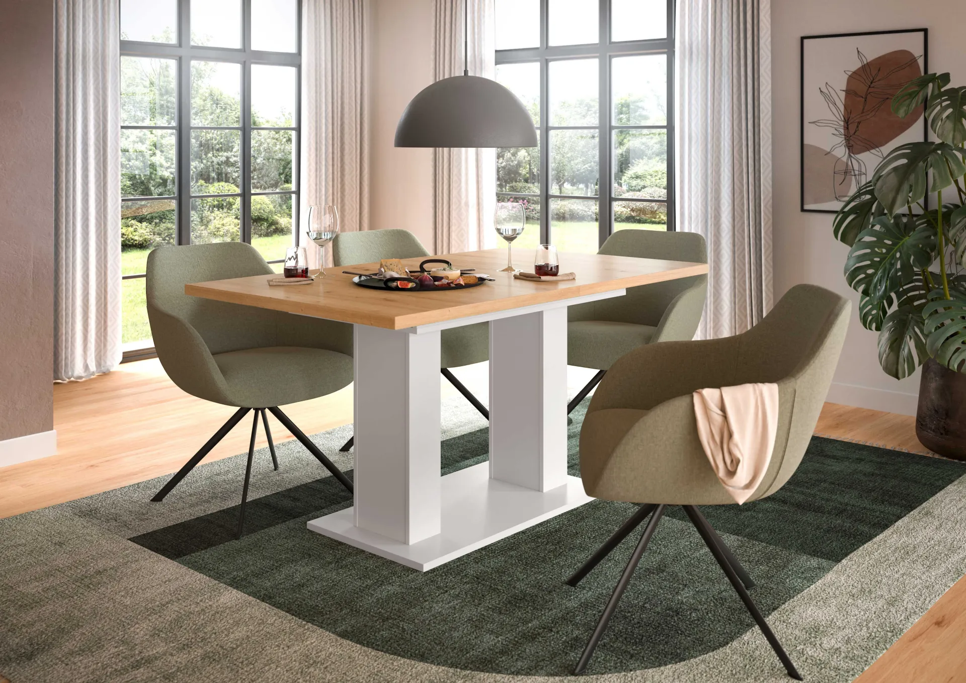 Xonox Ausziehbarer Esstisch Motion Emob - Artisan/Weiß - 150-190x76x90 cm