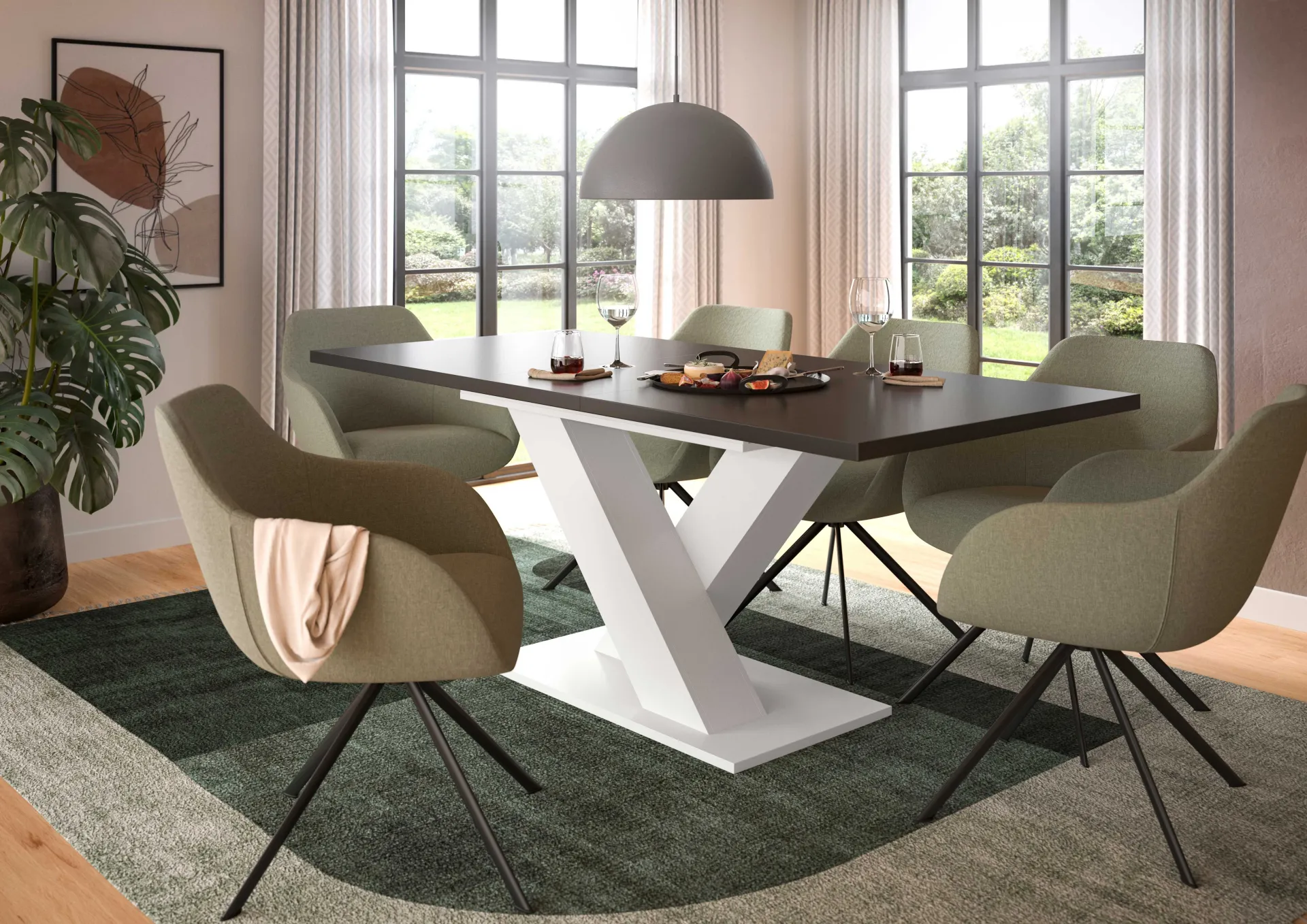 Xonox Ausziehbarer Esstisch Motion Emob - Weiß-Grau - 150-190x76x90 cm