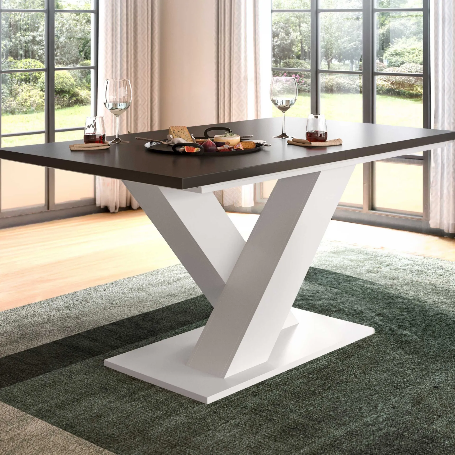 Xonox Ausziehbarer Esstisch Motion Emob - Weiß-Grau - 150-190x76x90 cm
