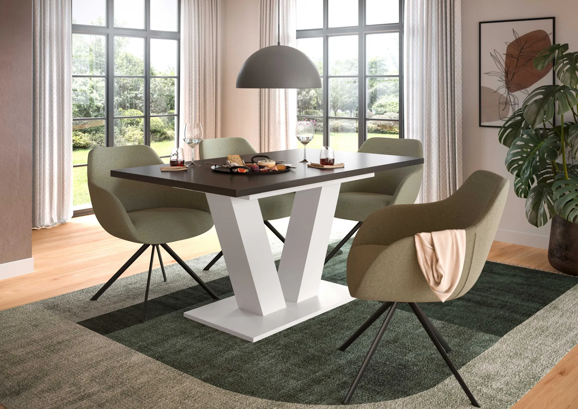 Xonox Ausziehbarer Esstisch Motion Emob - Weiß/Grau - 150-190x76x90 cm