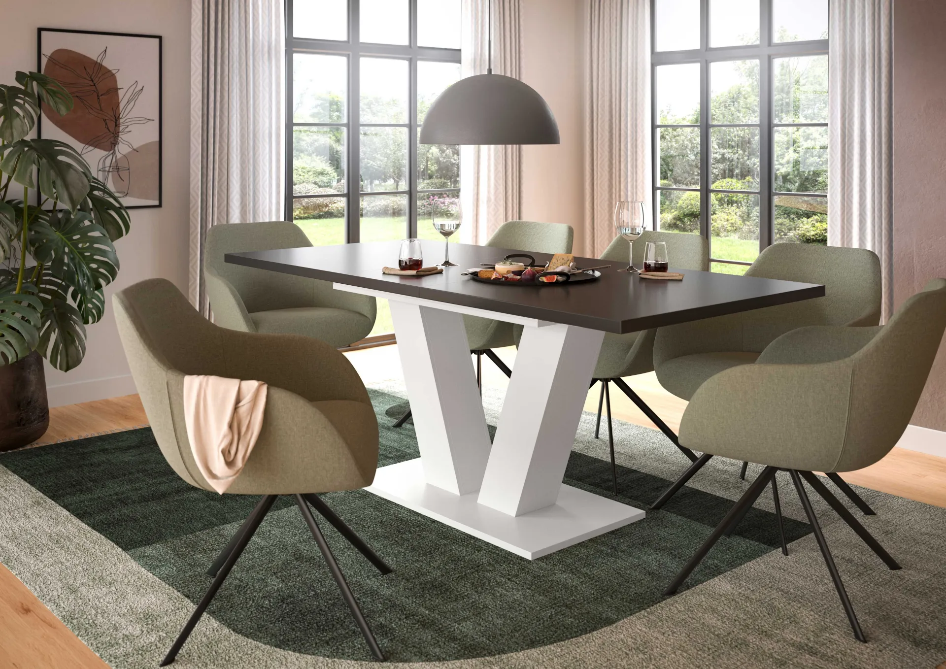 Xonox Ausziehbarer Esstisch Motion Emob - Weiß/Grau - 150-190x76x90 cm
