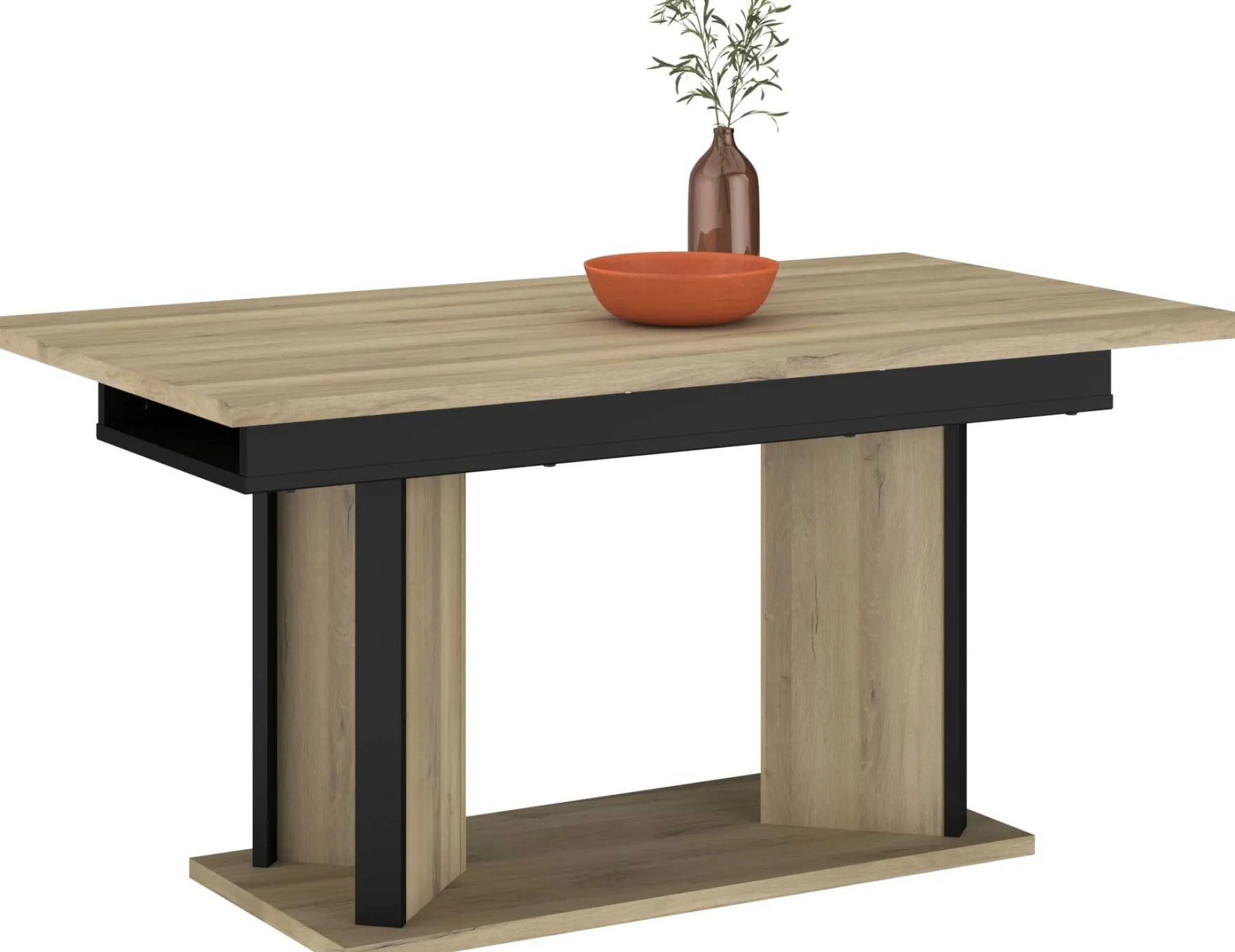 Parisot Ausziehbarer Esstisch Oskar - 160>200x90cm - Eiche Dekor/schwarz