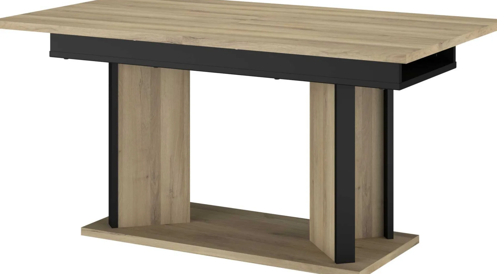 Parisot Ausziehbarer Esstisch Oskar - 160>200x90cm - Eiche Dekor/schwarz