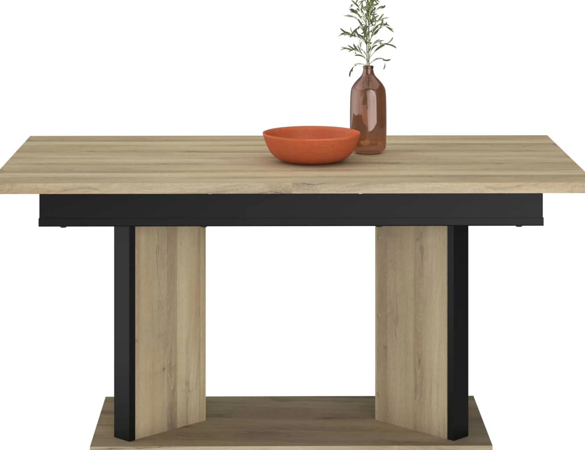 Parisot Ausziehbarer Esstisch Oskar - 160>200x90cm - Eiche Dekor/schwarz