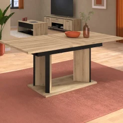 Parisot Ausziehbarer Esstisch Oskar - 160>200x90cm - Eiche Dekor/schwarz