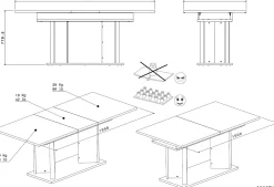 Parisot Ausziehbarer Esstisch Oskar - 160>200x90cm - Eiche Dekor/schwarz