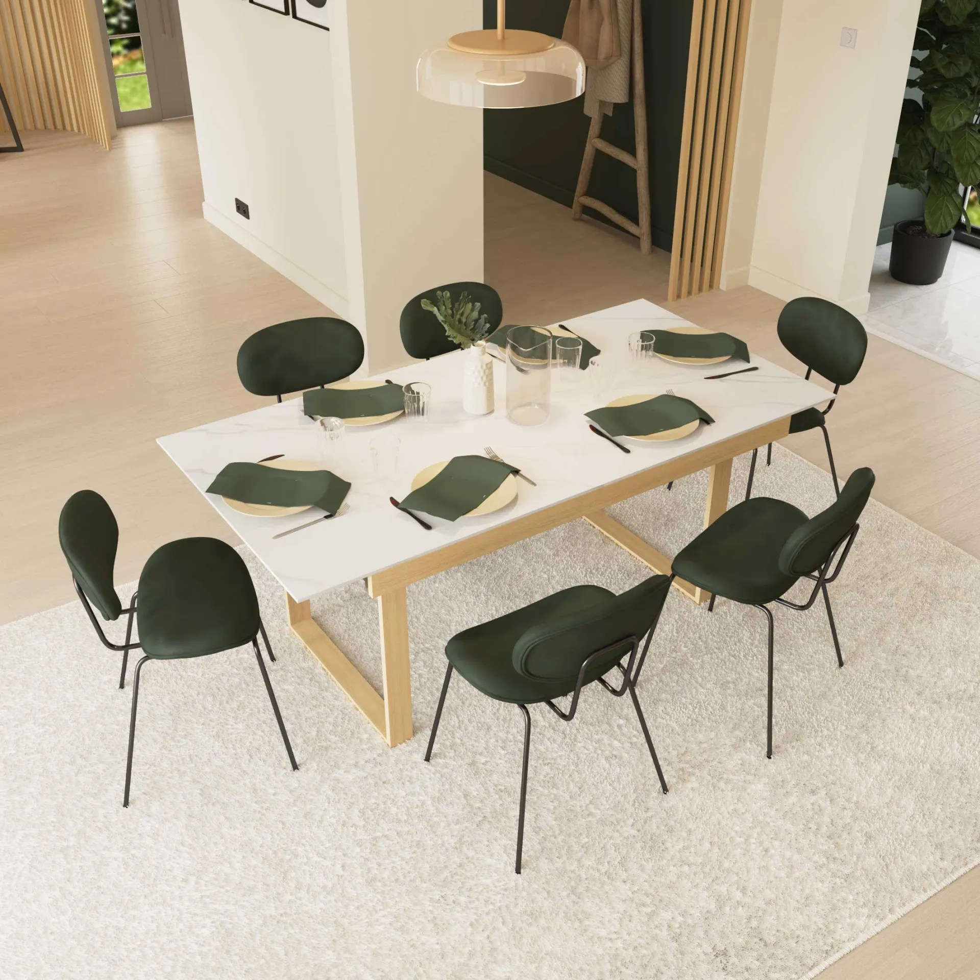 CBA Ausziehbarer Esstisch Stoik - 180-220x90x76cm - Keramik - Marmoroptik