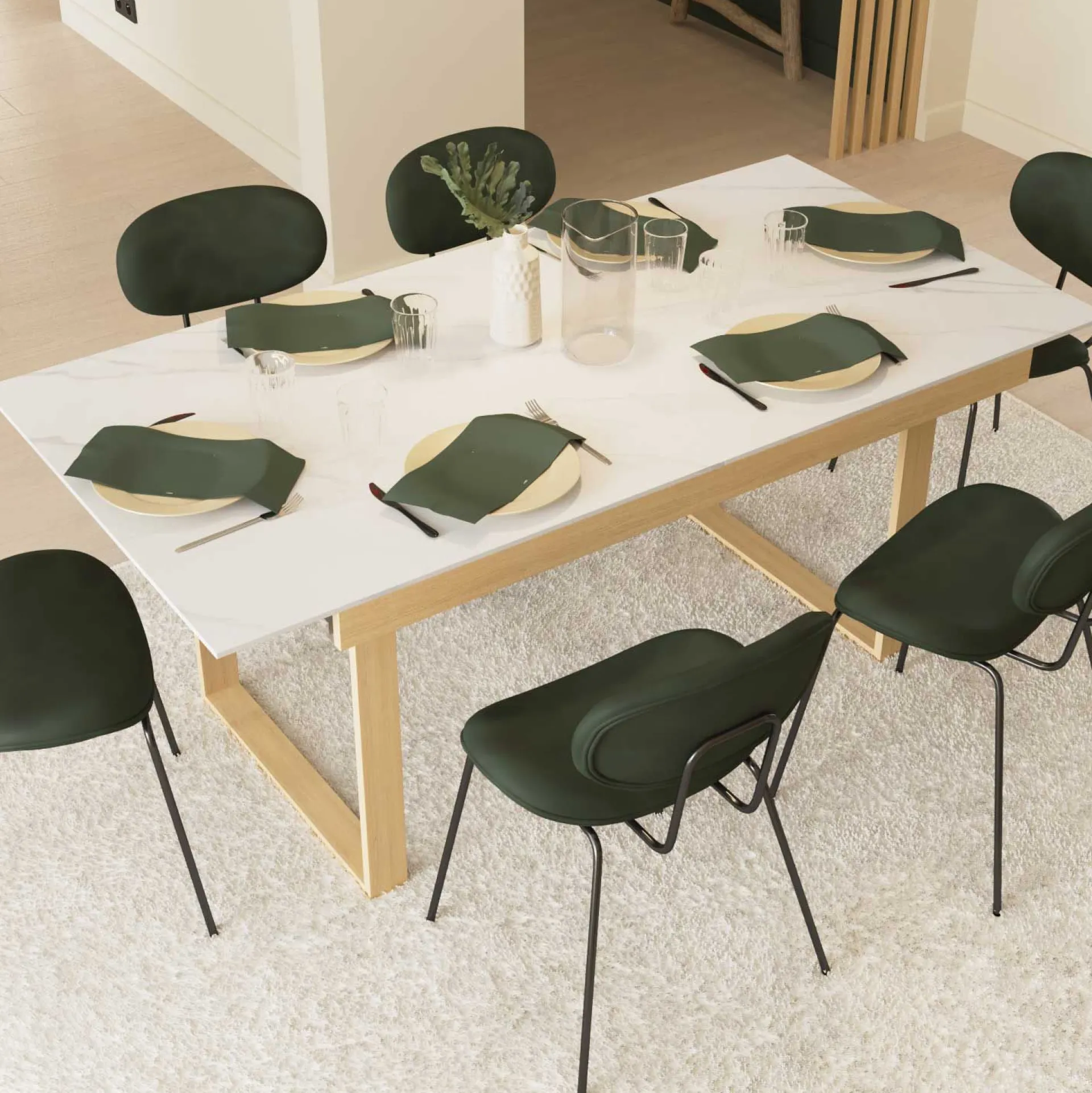 CBA Ausziehbarer Esstisch Stoik - 180-220x90x76cm - Keramik - Marmoroptik