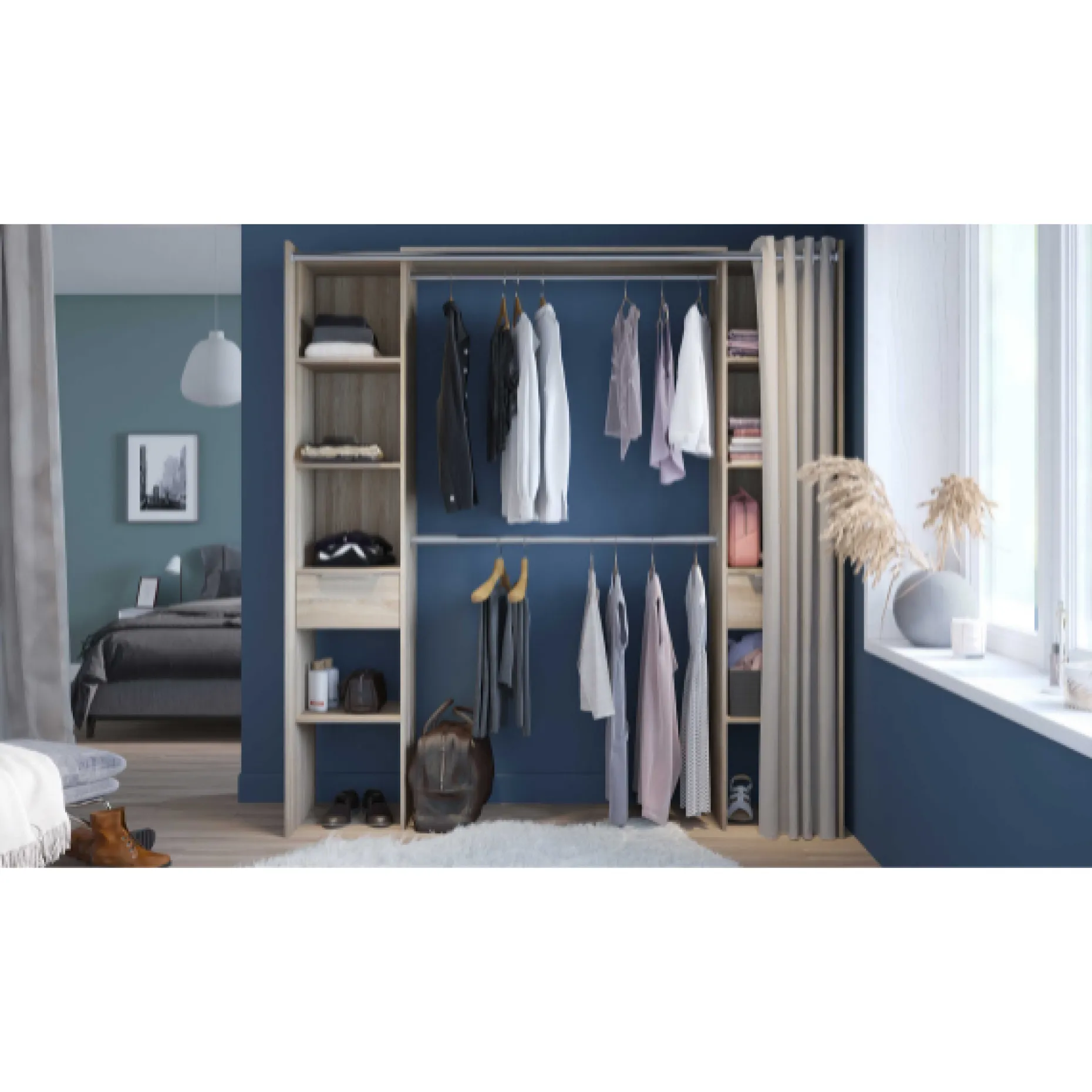 Ausziehbarer Kleiderschrank Diana 115/190 cm-Shannon Eiche