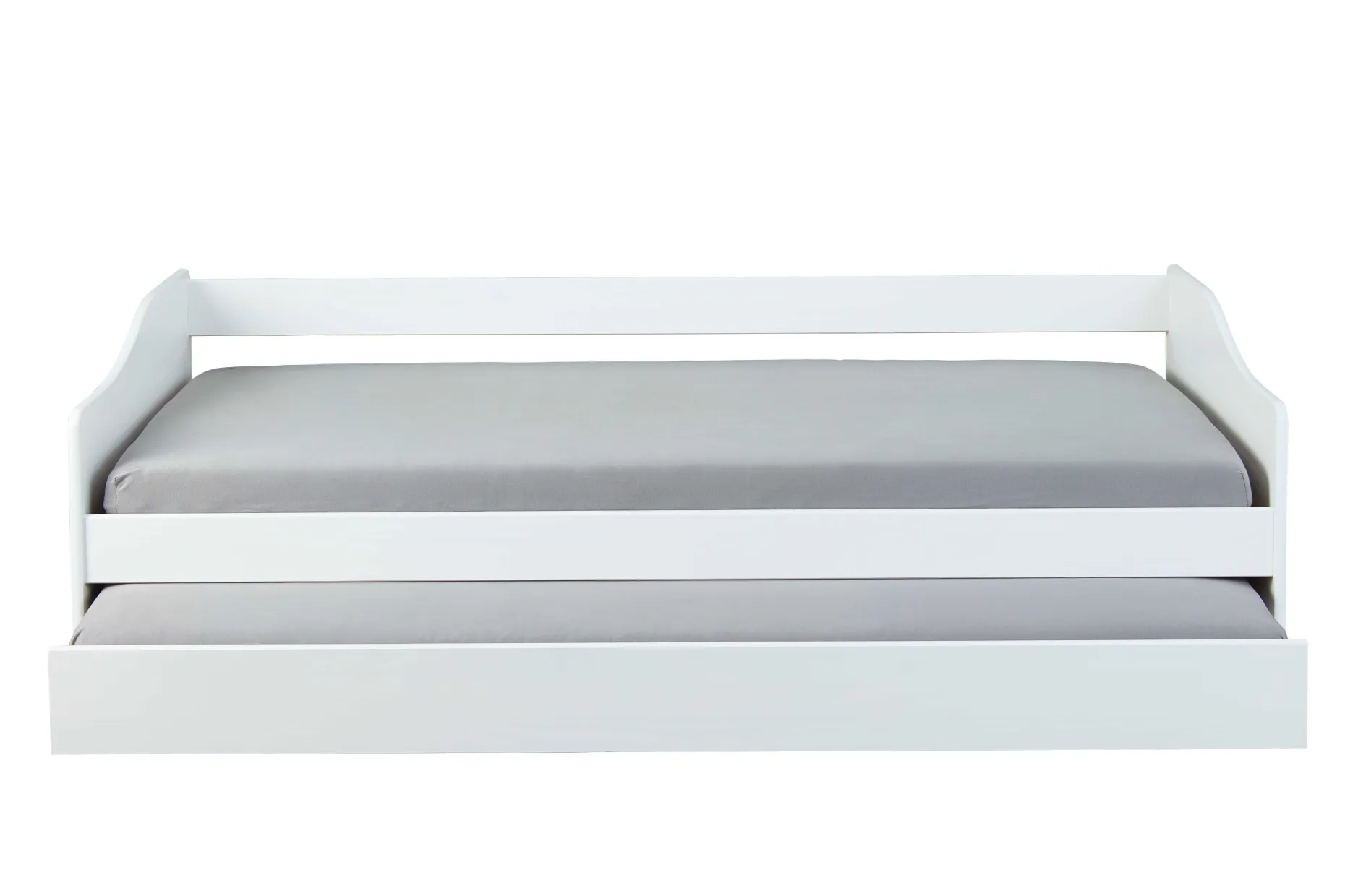 Ausziehbares Bett Leonie | 207 x 96,5 x 62 cm | 100% Melamin beschichtet | Farbe: Weiß