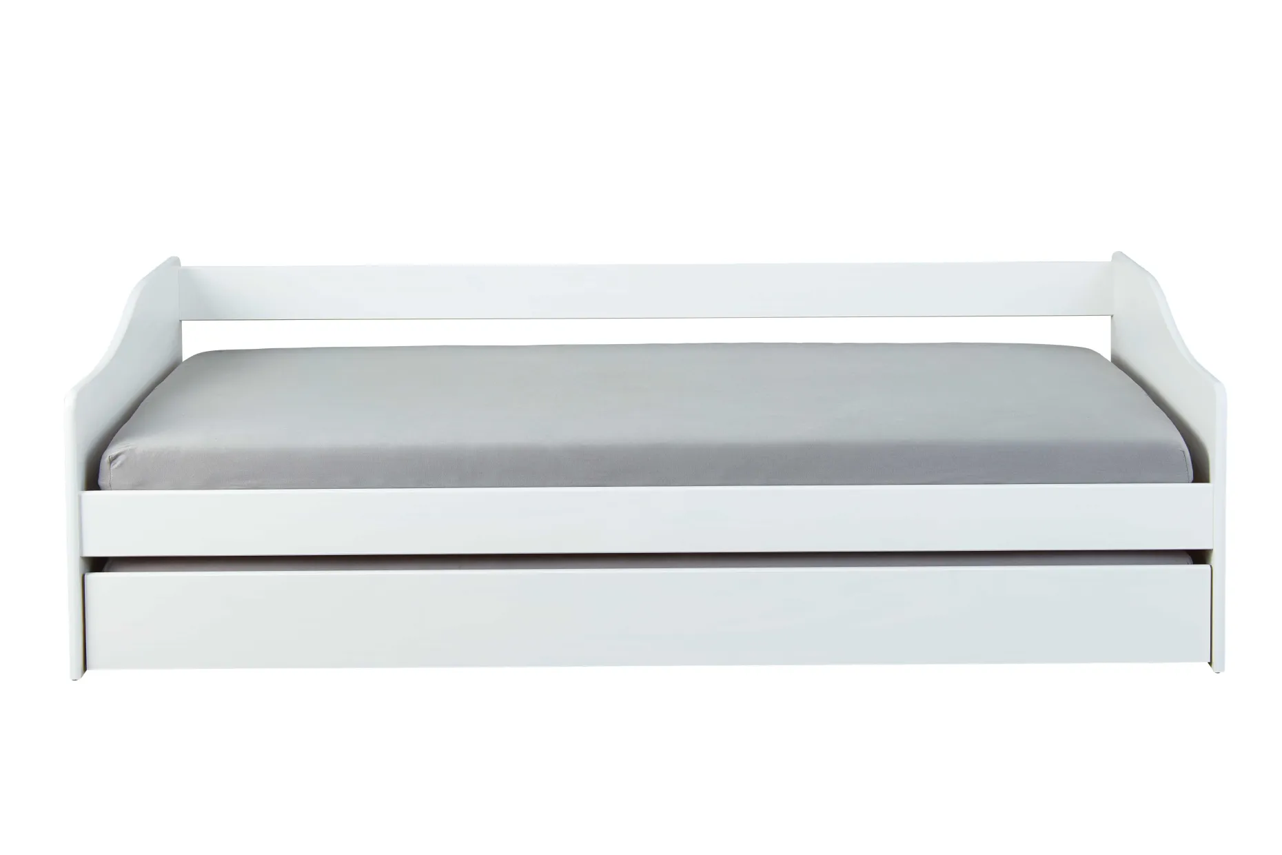 Ausziehbares Bett Leonie | 207 x 96,5 x 62 cm | 100% Melamin beschichtet | Farbe: Weiß
