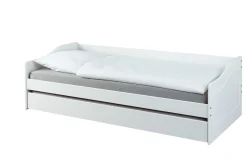 Ausziehbares Bett Leonie | 207 x 96,5 x 62 cm | 100% Melamin beschichtet | Farbe: Weiß