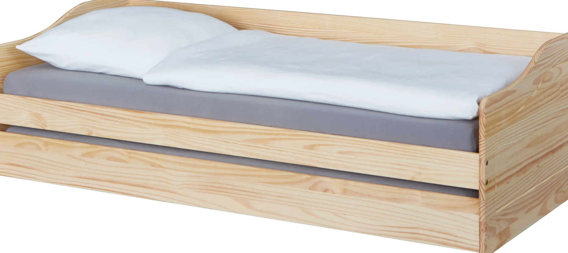 Ausziehbares Bett Leonie | 207 x 96,5 x 62 cm | 100% Melamin beschichtet | Farbe: Blondbraun
