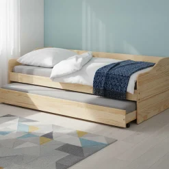 Ausziehbares Bett Leonie | 207 x 96,5 x 62 cm | 100% Melamin beschichtet | Farbe: Blondbraun