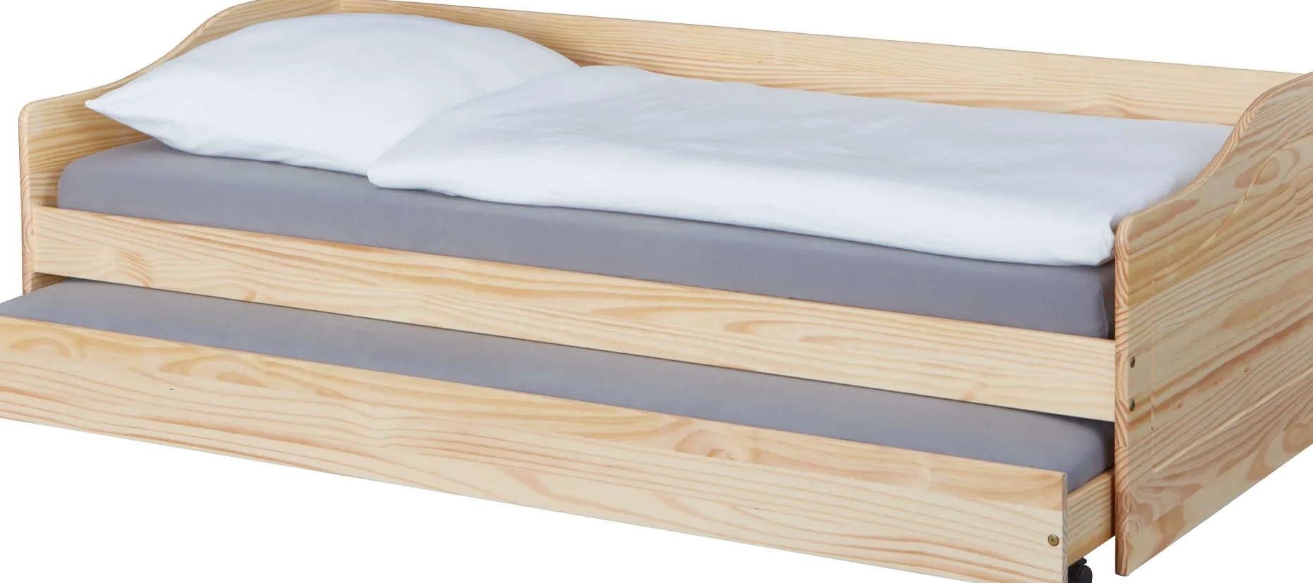 Ausziehbares Bett Leonie | 207 x 96,5 x 62 cm | 100% Melamin beschichtet | Farbe: Blondbraun
