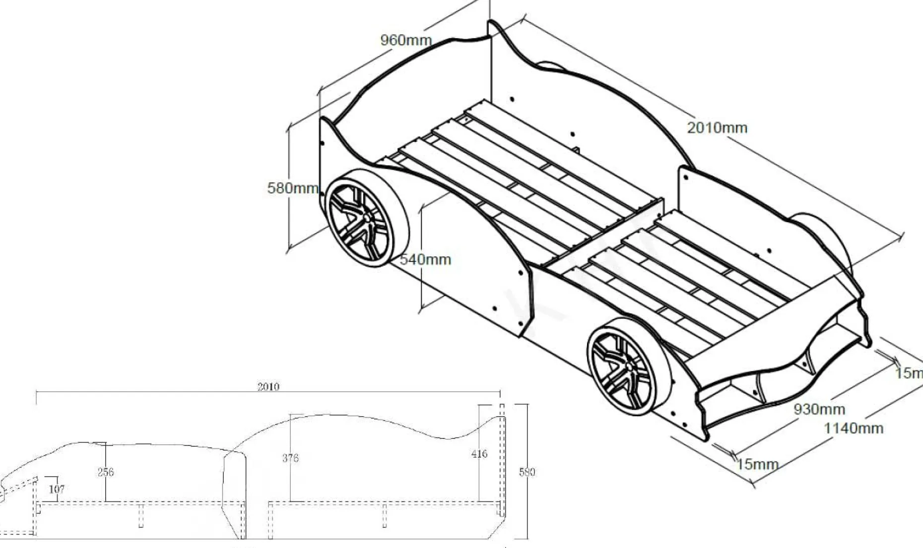AutoBett Max 90x200cm - rot