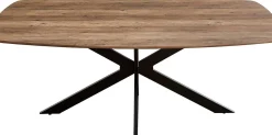 Rousseau Aziz 200 cm Dänischer Ovaltisch mit Mango-Dekor | Metallbeine, MDF-Platte, ABS-Kante | H76 x B200 x T100 cm - 25mm