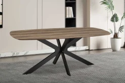 Rousseau Aziz 200 cm Dänischer Ovaltisch mit Mango-Dekor | Metallbeine, MDF-Platte, ABS-Kante | H76 x B200 x T100 cm - 25mm