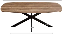 Rousseau Aziz 200 cm Dänischer Ovaltisch mit Mango-Dekor | Metallbeine, MDF-Platte, ABS-Kante | H76 x B200 x T100 cm - 25mm