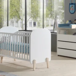 Babybett 60x120 cm und Wickeltisch mit Windelbrett-weiß