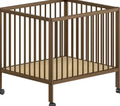 Babypark Dino | 95 x 75 cm | verstellbar | Buche massiv | nussbaumfarben